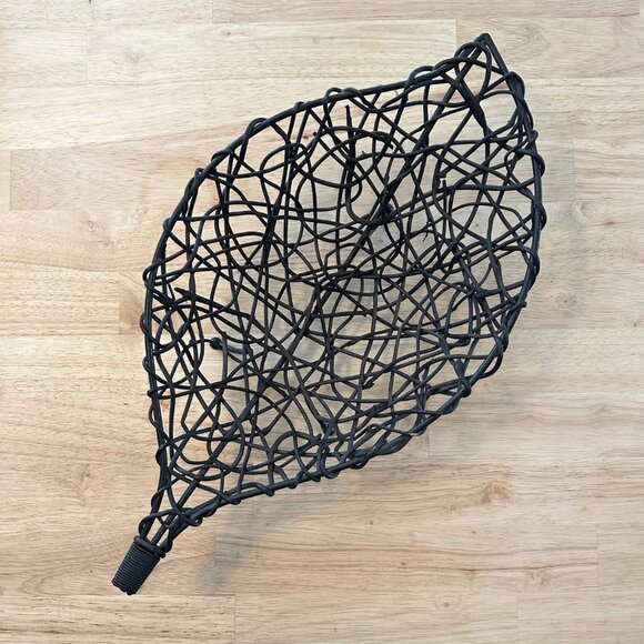 Mid Century Rattan Woven Basket Metal Leaf Brown - Picture 7 of 7